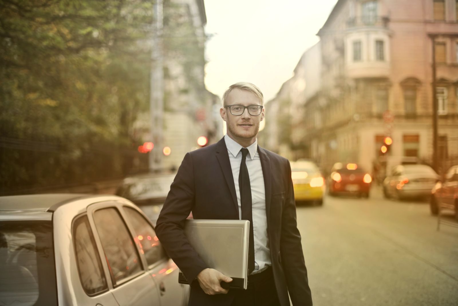 Startup executive heading into a high-stakes meeting